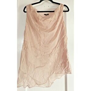 H. TREND ITALY‎ silk draped cowl neck flowy layered sequin side blouse womans S